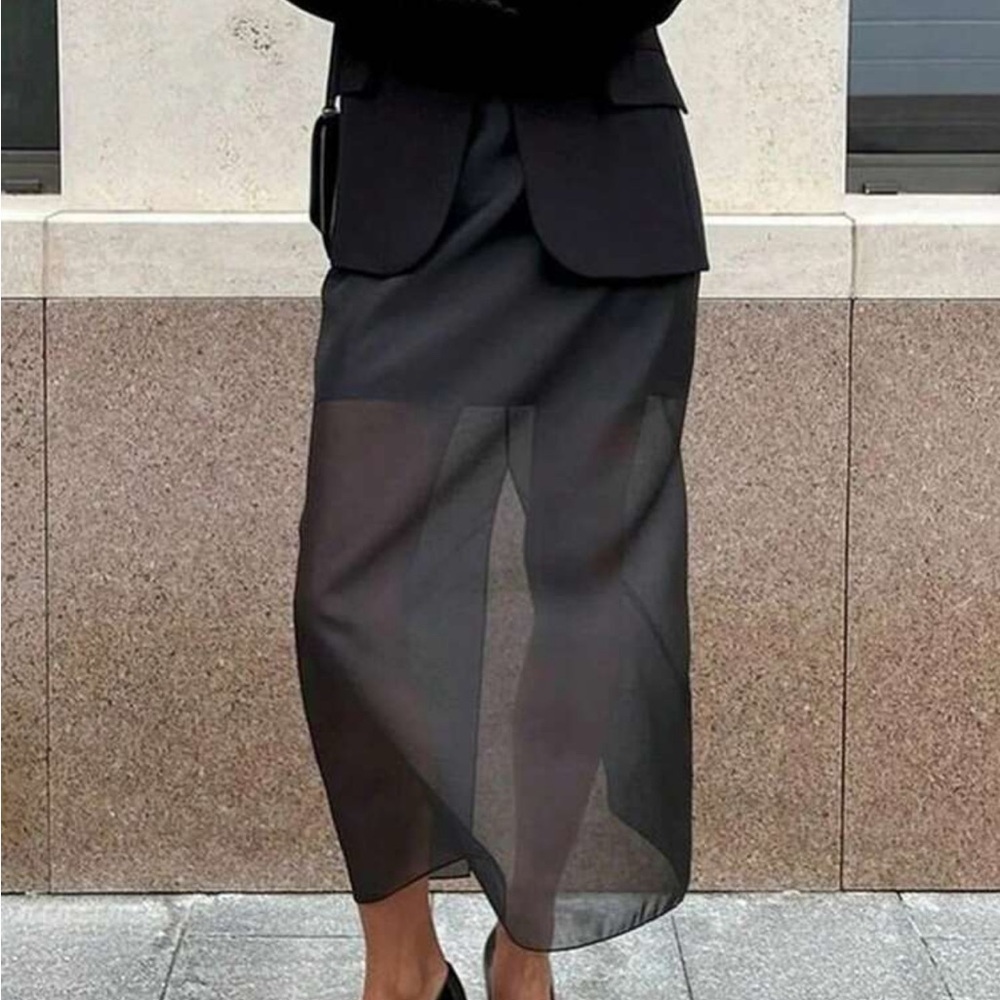 Elegant Black Sheer Skirt